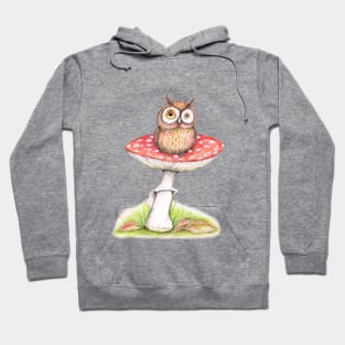 Owl on a mushroom Hoodie